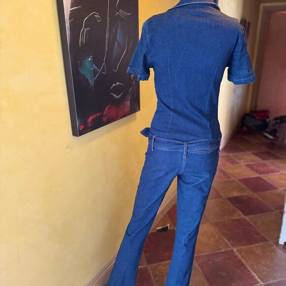 Frankie B. Vintage 90s Denim Jumpsuit | Medium - Picture 2 of 15